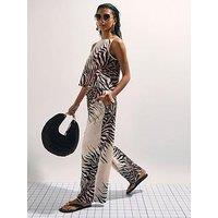 River Island Animal Printed Linen Co-Ord Trouser - Cream