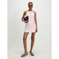 River Island Short Linen Button Mini Dress - Pink