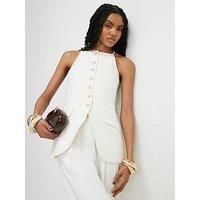 River Island Short Linen Longline Waistcoat - White