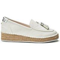 Moda In Pelle Elga White Porvair Tassle Trim Eva Espadrille