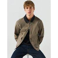 Calvin Klein Jeans Matty Canvas Contrast Collar Jacket - Khaki