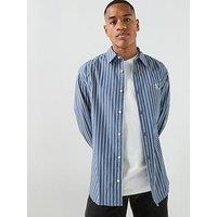 Calvin Klein Jeans Long Sleeve Stripe Washed Poplin Relaxed Shirt - Navy