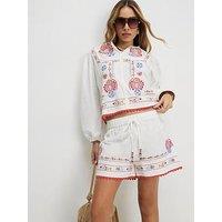 River Island White Embroidered Mexicana Shorts Co-Ord
