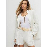 River Island Linen Belted Short - White