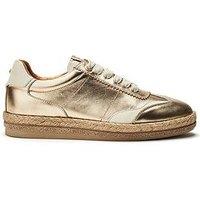 Moda In Pelle Baibe Gold Leather Multi Panel Trainer On Espadrille Sole Unit