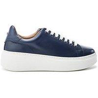 Moda In Pelle Cherrie Navy Leather Slab Sole Trainer