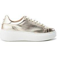Moda In Pelle Cherrie Gold Leather Slab Sole Trainer