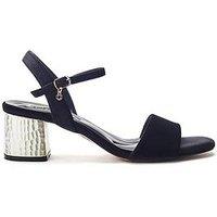 Moda In Pelle Nareena Black Velvet Textured Heel Two Part Sandal