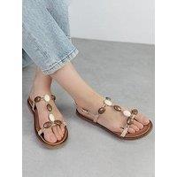 Moda In Pelle Nicca Off White Porvair Jewel Stone T Bar Sandal