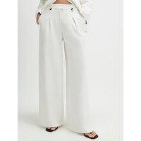River Island Linen Co-Ord Wide Leg Trousers - White