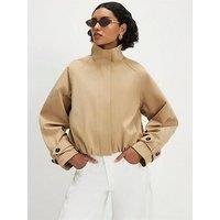 River Island Funnel Neck Chopped Trench Jacket - Beige