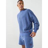 Tommy Jeans Relaxed Washed Waffle Crew Sweatshirt - Blue