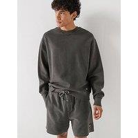 Tommy Jeans Relaxed Washed Waffle Crew Sweatshirt - Black