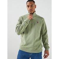 Tommy Jeans Badge 1/4 Zip Sweatshirt - Light Green