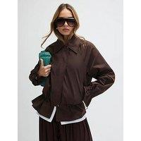 River Island Drop Hem Casual Drawstring Jacket - Brown