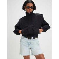 River Island Shoulder Detail Bomber Jacket - Black