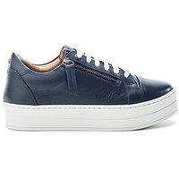 Moda In Pelle Abbee Navy Leather Slab Sole Lace Up Trainer With Zip