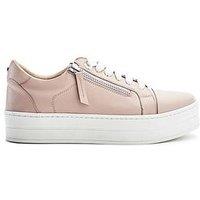 Moda In Pelle Abbee Cameo Leather Slab Sole Lace Up Trainer With Zip