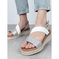Moda In Pelle Joani White - Silver Porvair Cross Strap Upper Sling Back Sandal