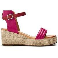 Moda In Pelle Kolanthia Pink Leather Padded Vamp Espadrile Wedge