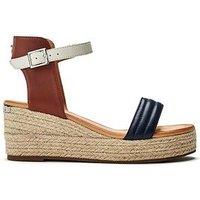 Moda In Pelle Kolanthia Navy Leather Padded Vamp Espadrile Wedge
