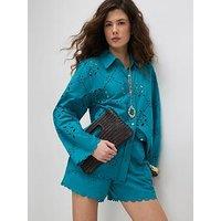 River Island Blue Poplin Cutwork Shirt Co-Ord