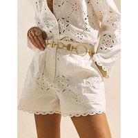 River Island Poplin Cutwork Shorts - White