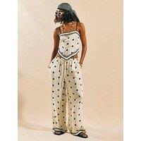 River Island Spot Print Co-Ord Trouser - Cream