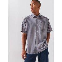 Tommy Jeans Relaced Poplin Stripe Shortsleeve Shirt - Navy