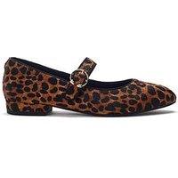 Moda In Pelle Firuta Leopard Pony Hair Flat Maryjane Smart Shoe