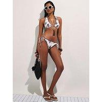 River Island Shirred Palm Bikini Brief - Brown