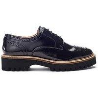 Moda In Pelle Evranna Black Patent Leather Lace Up Shoe With Brouging Detail