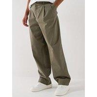 Calvin Klein Jeans Washed Pleated Trousers - Khaki