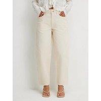 River Island Petite Barrel Leg Jeans - Cream