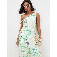 River Island Linen Assym One Shoulder - Green