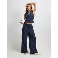 River Island Pinstripe Wide Leg Trousers - Blue