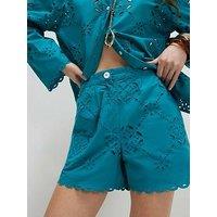 River Island Blue Poplin Cutwork Shorts Co-Ord