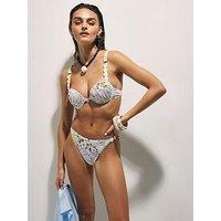 River Island Daisy Print Cupped Bikini Top - Blue