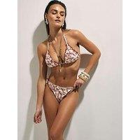 River Island Coral Print Broderie Brief - Cream