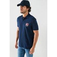 Tommy Hilfiger Americana Flag Logo Regular Fit Polo Shirt - Navy