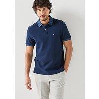 Tommy Hilfiger Jacquard Collar Polo Shirt - Navy