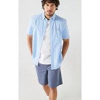 Tommy Hilfiger Striped Poplin Short Sleeve Shirt - Blue