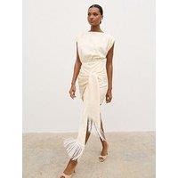 Pretty Lavish Hattie Jacquard Mini Fringed Dress - Cream