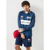 Tommy Hilfiger Hilfigr Countries Retro Printed Rugby Long Sleeve Polo Shirt - Navy