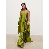 Pretty Lavish Tove Tiered Ruffle Maxi Dress - Tarragon