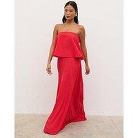 Pretty Lavish Liv Peplum Bandeau Maxi Dress- Red