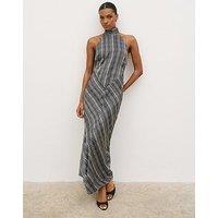 Pretty Lavish Jemima Cowl Neck Maxi Dress- Abstract Stripe - Black