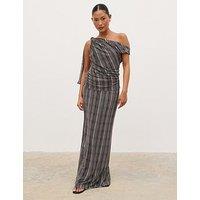 Pretty Lavish Shea Jersey Maxi Skirt - Black And Stripe - Cream