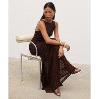 Pretty Lavish Rebecca Polka Knit Maxi Dress - Brown