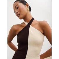 Pretty Lavish Estelle Halter Neck Knit Top - Brown